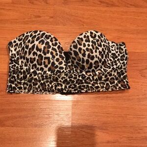 Pink Victoria’s Secret Leopard Print Strapless Bra